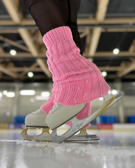 light pink leg warmers with pearls