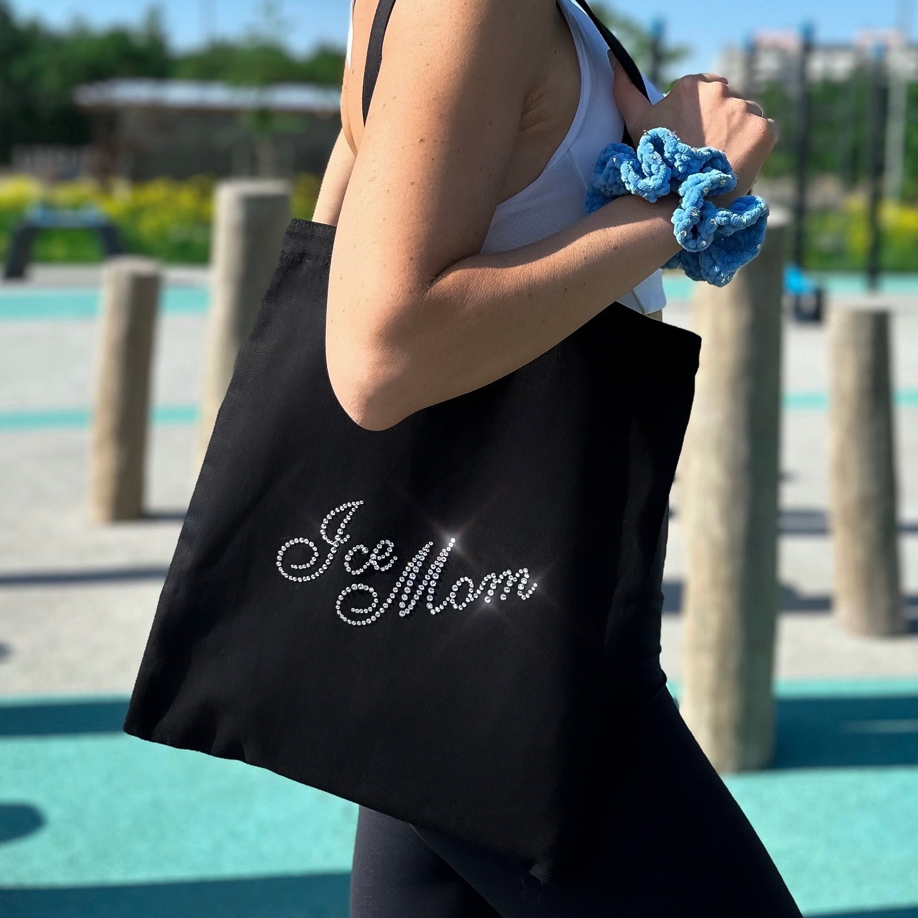 Ice Mom tote bag with crystals