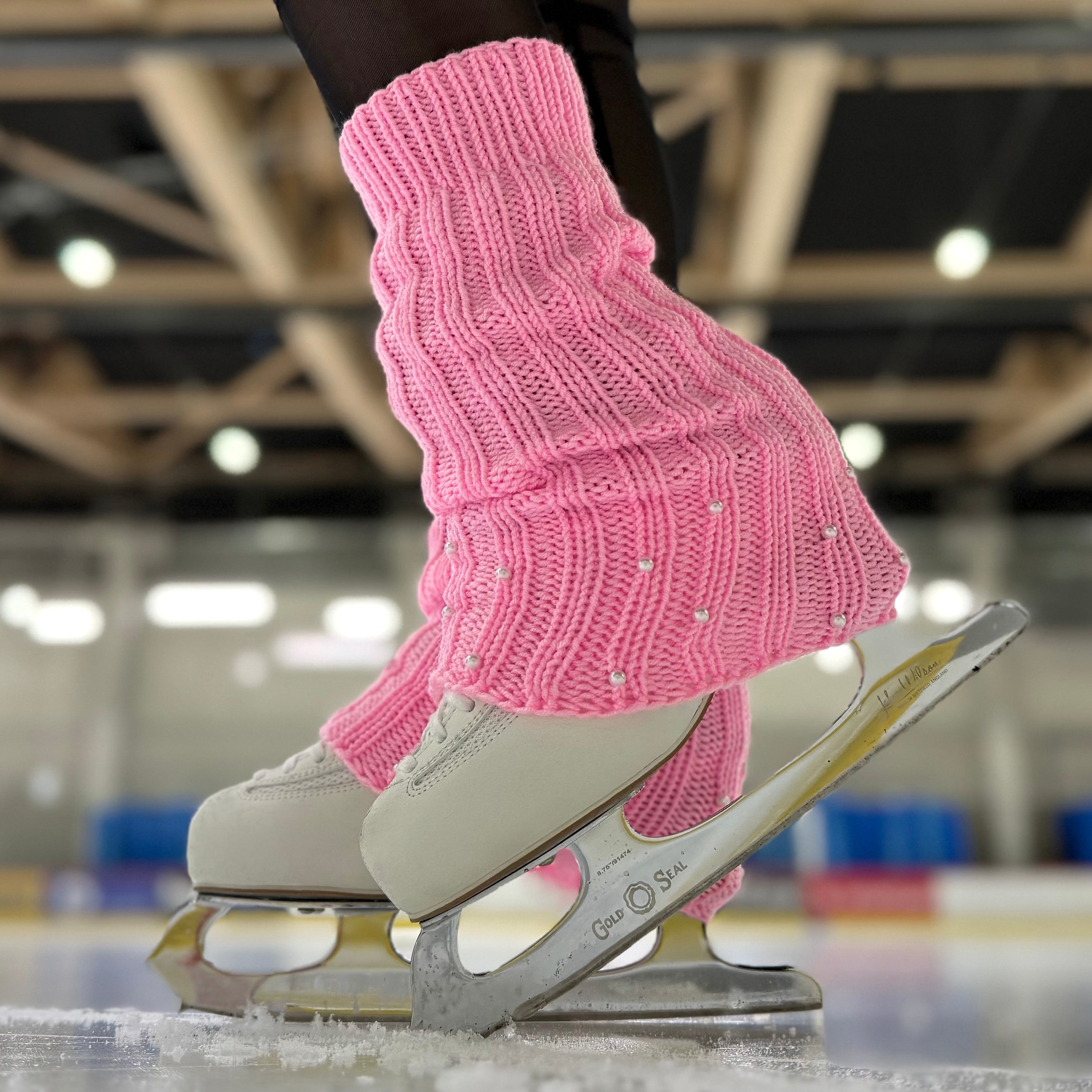 light pink leg warmers with pearls