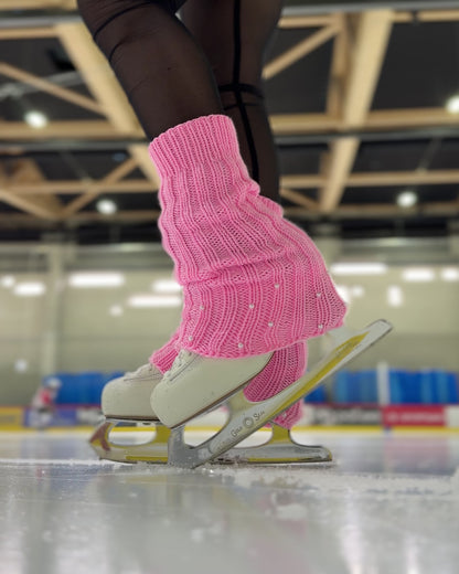 light pink leg warmers with pearls