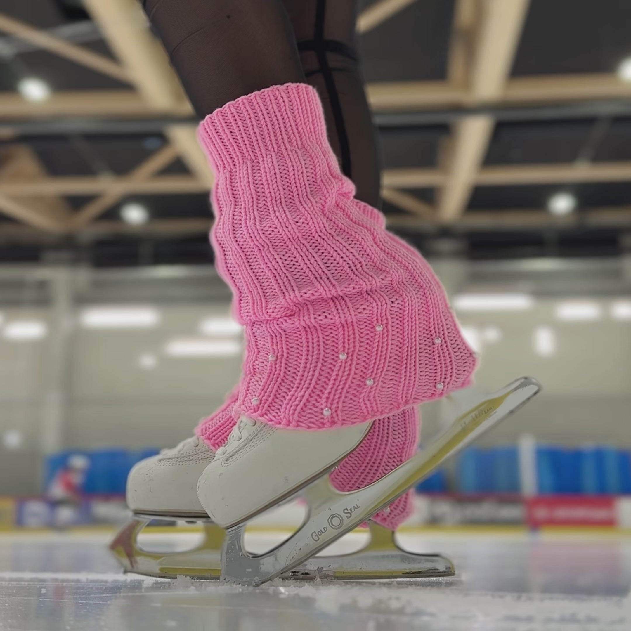 light pink leg warmers with pearls