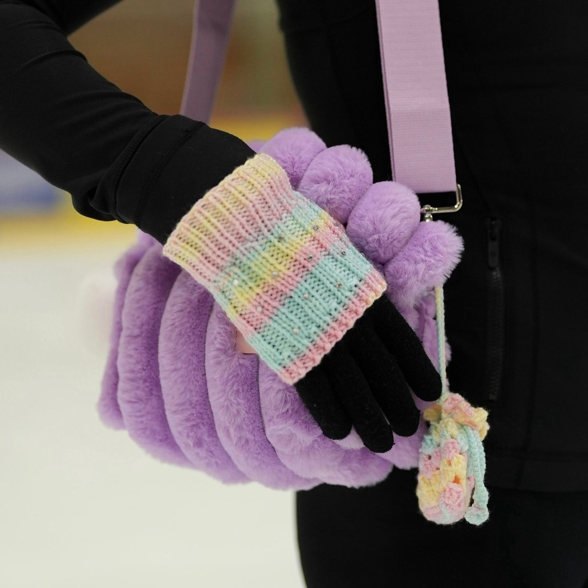 rainbow sherbet mittens with crystals 💎