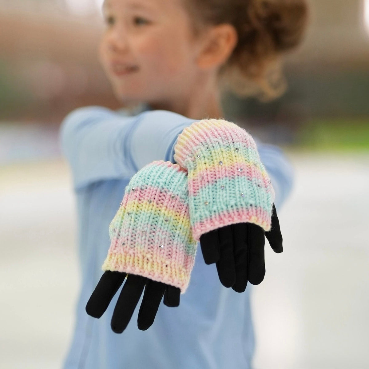 rainbow sherbet mittens with crystals 💎